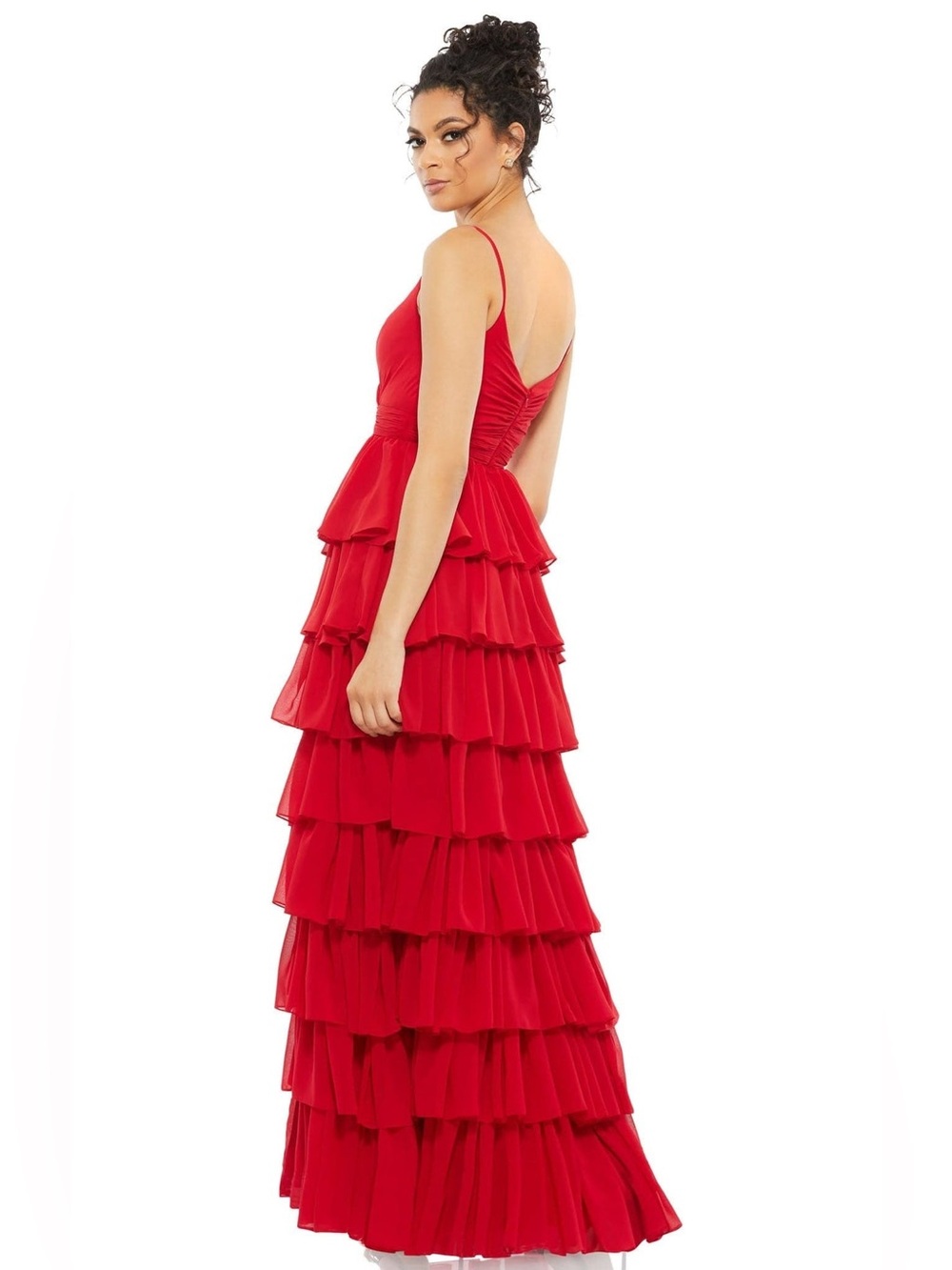 NEW Mac Duggal Nordstrom Red ruffle gown maxi dress size 2 - Picture 2 of 14